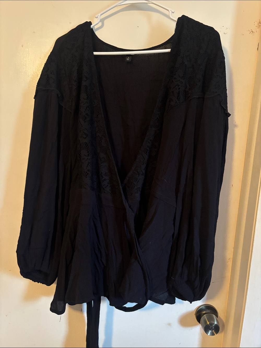 torrid Black Lace-Trim Surplice Blouse